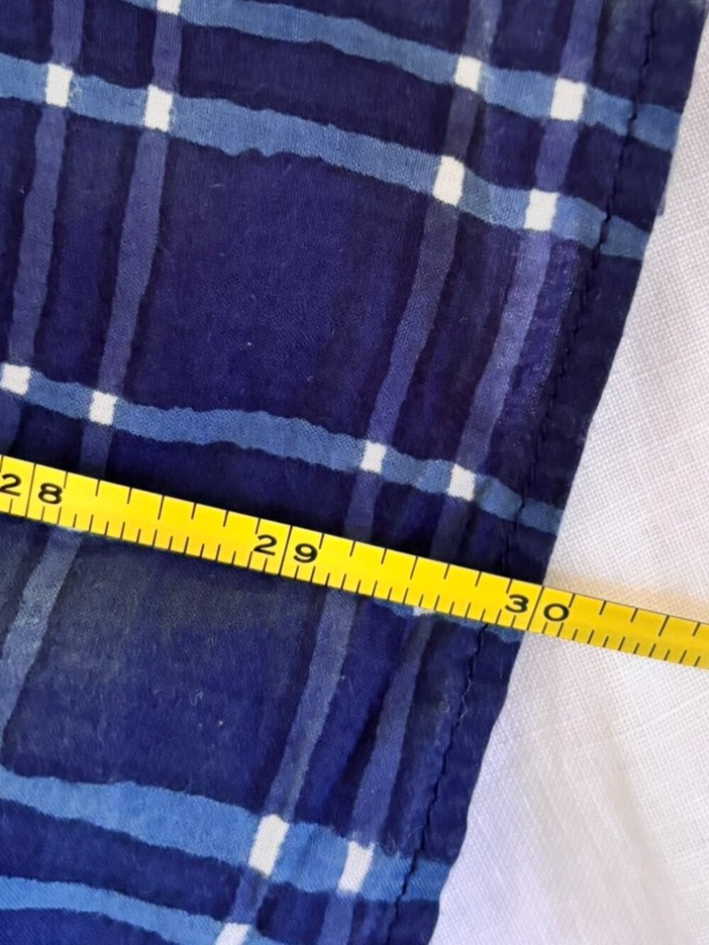 Madewell SMALL Midi Skirt in Shibori Indigo Plaid navy blue & white 100% cotton - Picture 10 of 10